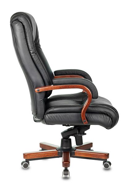 Кресло руководителя Бюрократ T-9925WALNUT черный кожа/иск.кожза крестов. металл/дерево - Вид 2