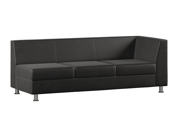 Модуль Everprof Monro с подлокотником трехместный левый Экокожа Черный - Вид 1