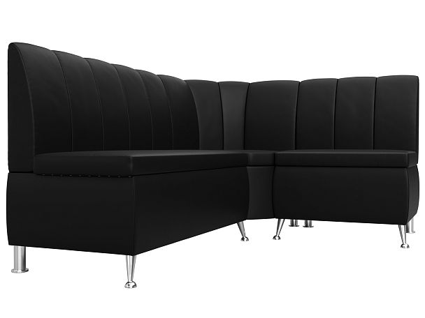 Кухонный угловой диван Кантри правый (полностью экокожа черная) - Вид 3