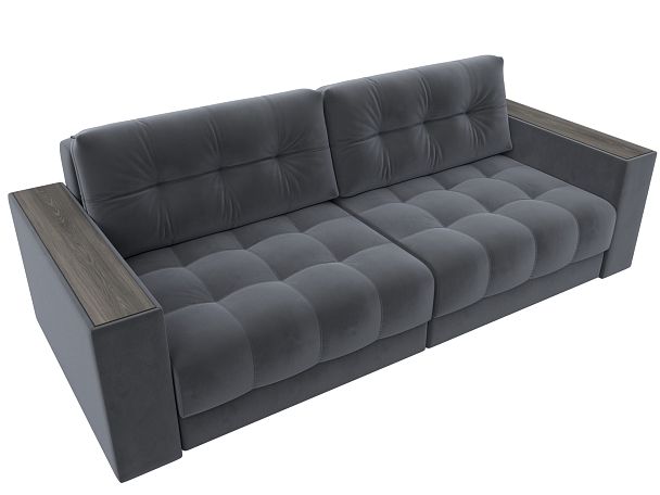 Диван прямой с декором Лига-049 НПБ Велюр серый - Вид 6