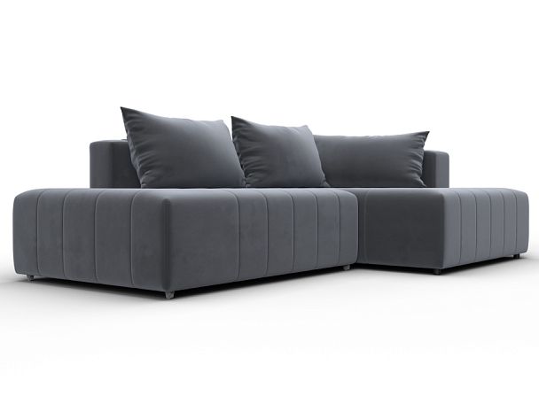 Диван угловой Лига-103 НПБ угол правый Велюр серый - Вид 3