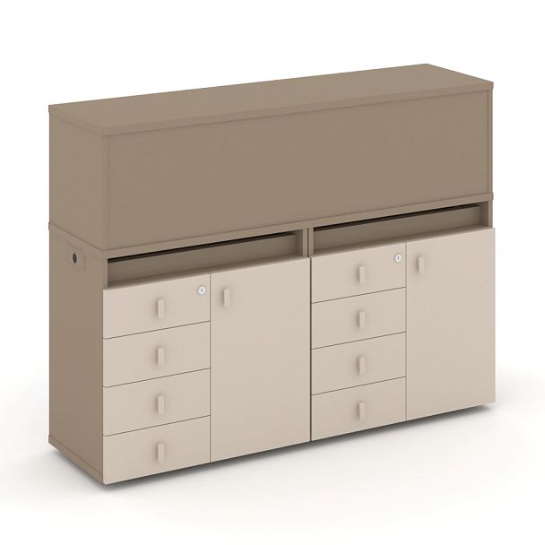 Estetica Набор №3. Тумба двойная+низкая надставка ES.NB.2N-3 Латте/Капучино 1500*410*1135 - Вид 1