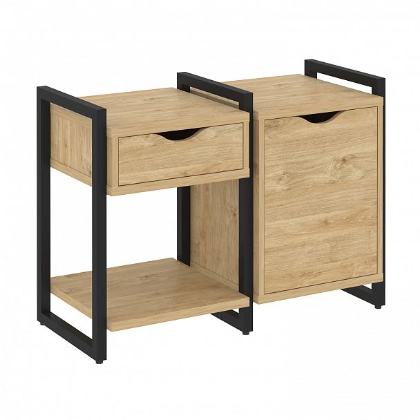 Тумба на опорах наборная "Loft" VR.L-TN-3.O тиквуд светлый/черный - Вид 1