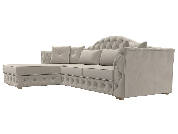 Диван угловой Артис левый угол Микровельвет бежевый - Вид 3