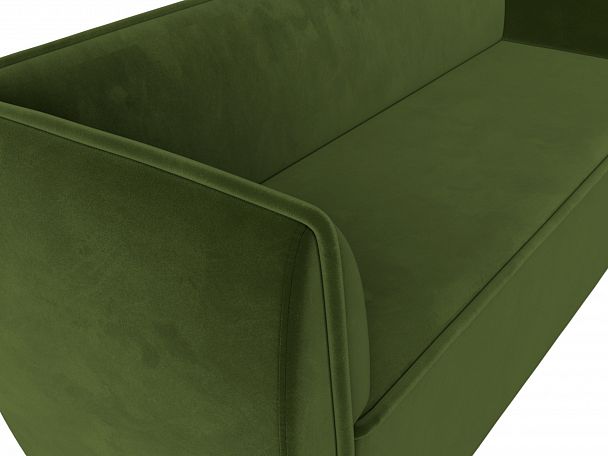 Прямой диван Бергамо 3-х местный (полностью микровельвет зеленый) - Вид 4