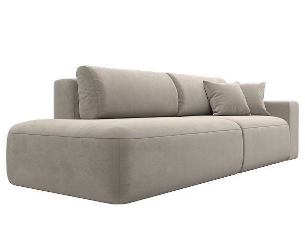 Диван прямой Лига-036 Модерн подлокотник справа Микровельвет бежевый - Вид 4