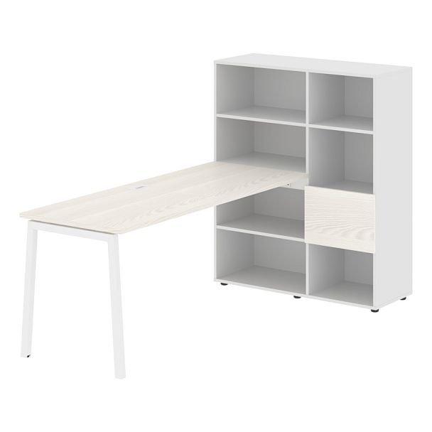 Стол-стеллаж ELRST 1117 Ясень Траун/Белый/Белый 2190х1120х1355 EDIS - Вид 1