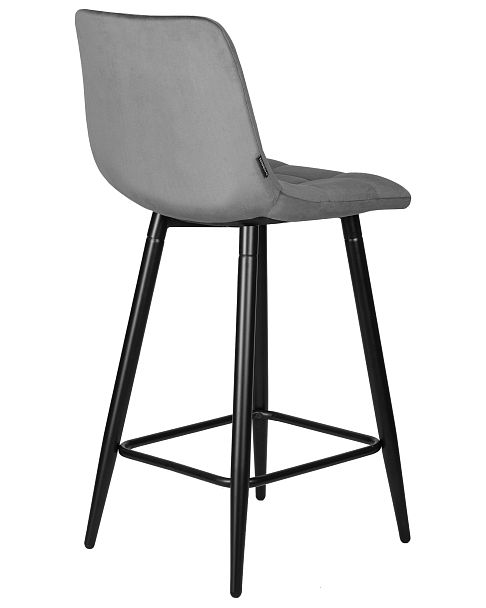 Стул полубарный DOBRIN OLIVIA (черные матовые ножки, темно-серый велюр (108-91)) - Вид 4