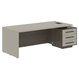 Стол руководителя с тумбой VCT 2290(R) Аметист/Черный матовый/Дуб Сильвер 2200х900х750 VELION - Фото предпросмотра
