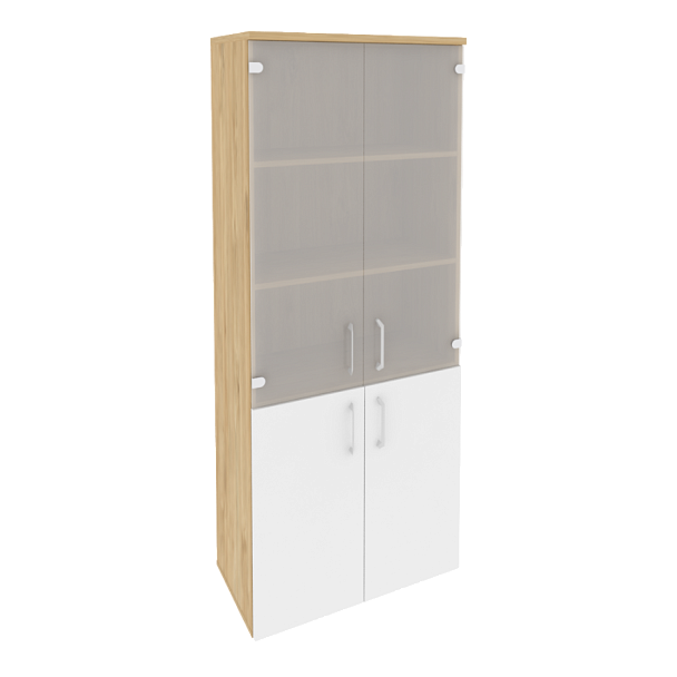 Onix Шкаф высокий широкий O.ST-1.2 Тиквуд светлый/Белый бриллиант 800*420*1977 - Вид 1