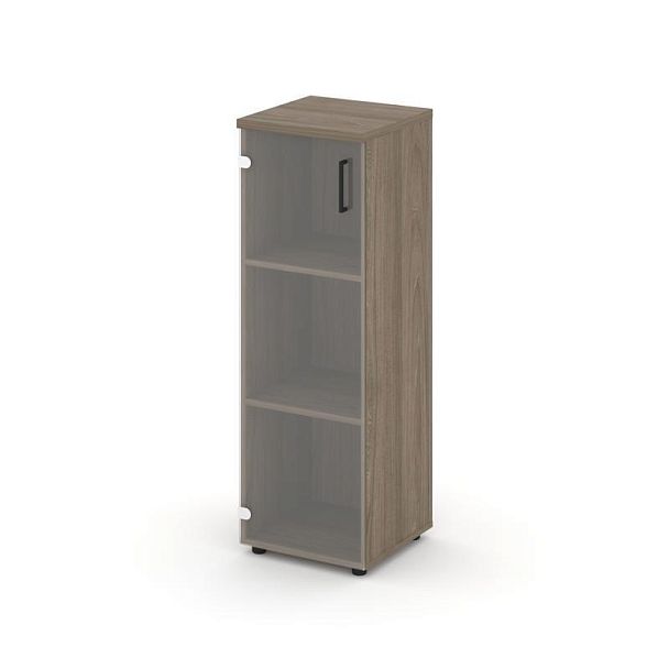 Стайл Проджект Шкаф средний узкий SN.STU-205(L) Вяз Благородный/Прозрачный/Черный Ручки 400*400*1203 - Вид 1