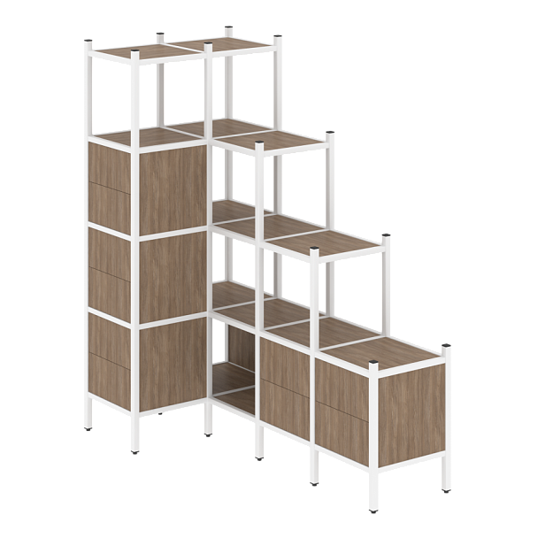 Loft Угловой внутренний стеллаж наборный VR.L-42 Дуб аризона/Белый металл 862*1694*1869 - Вид 1