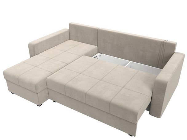 Диван угловой Ливерпуль Лайт левый угол Микровельвет бежевый - Вид 7