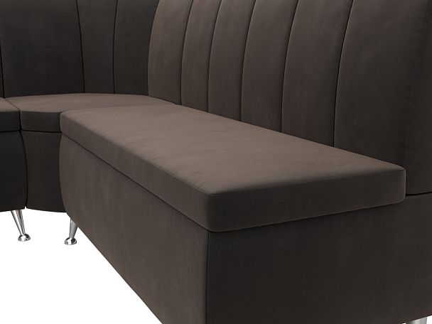 Кухонный угловой диван Кантри левый (полностью велюр коричневый) - Вид 4