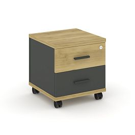 Concept Тумба мобильная 2 ящ. CN.TUM-001 A Дуб Винченцо/Антрацит/Металл Антрацит 420*420*448 - Фото предпросмотра