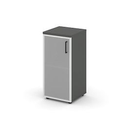 Стайл Проджект Шкаф низкий узкий SN.STU-303(L) Антрацит/Сатин/Черный Ручки 400*400*833 - Фото предпросмотра