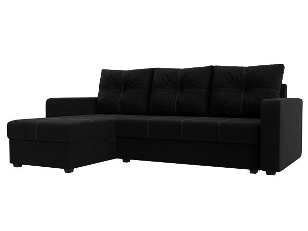 Диван угловой Ливерпуль Лайт левый угол Микровельвет черный - Вид 1