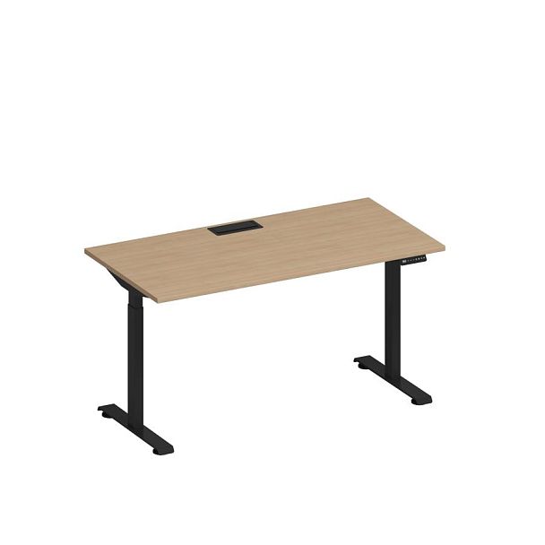 Стол письменный на электроприводе с заглушкой Elevo А2 ЧР 003 НД натуральный дуб / черный гладкий - Вид 1