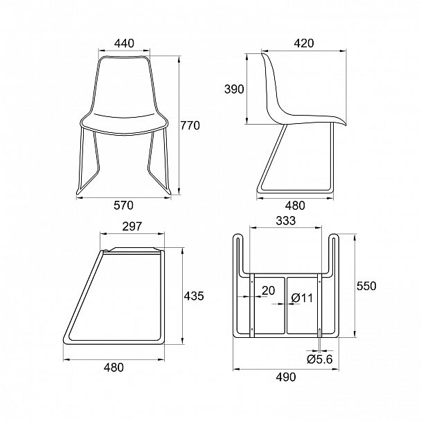Стул Vicenza (пруток), каркас хром, белый, стопируемый - Вид 6
