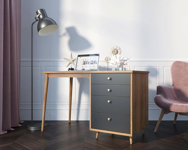 Стол рабочий Berber принт 33 с одной тумбой арт BB31/Print_33 - Вид 3