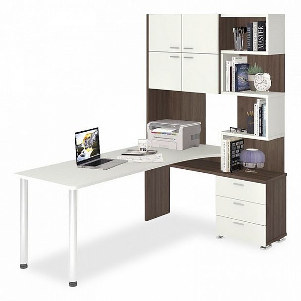 Стол компьютерный Домино СР-500М/190 Белый/Шамони правый - Вид 1