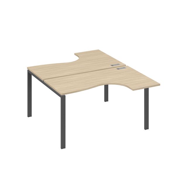 Рабочая станция (2х140) опоры UNO столы Классика A4 А4 Б1 181 БП дуб скандинавский / металлокаркас антрацит - Вид 1