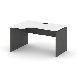 Стайл Проджект Стол рабочий эргоном. SN-D.SPA-021(L) Белый/Антрацит NEW/Черная Заглушка 1380*800/980 - Фото предпросмотра