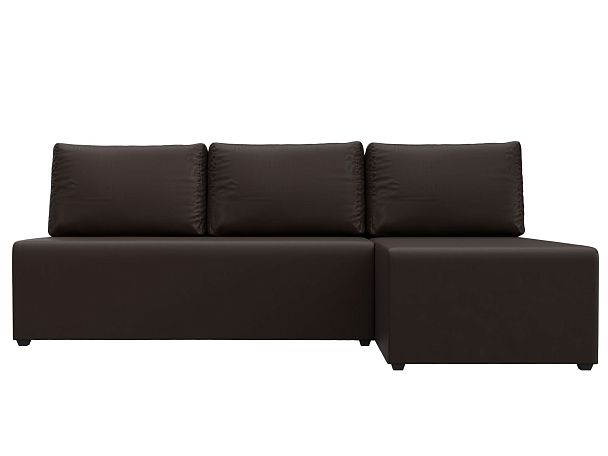 Угловой диван Поло правый (полностью экокожа коричневая) - Вид 2