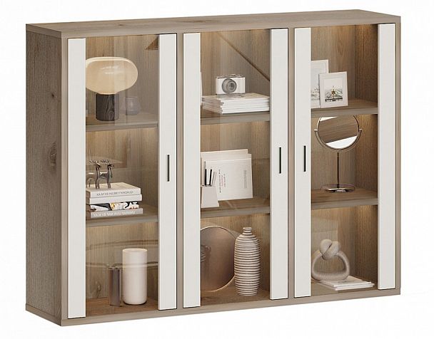 Тумба-витрина Домино СУ(ш3в1)+3ФС Белый/Нельсон - Вид 2