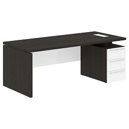 Стол письменный СП-064-25-05(R) Дуб Мореный/Белый глянец 2000х900х750 KANON - Фото предпросмотра