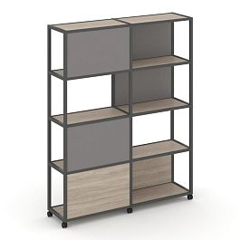 Shelf Mobile Стеллаж 5 уровней 2 секции VR.LT-STK-515.08 Дуб Аттик/Металл Антрацит/W-11 1570*400*2000 - Фото предпросмотра