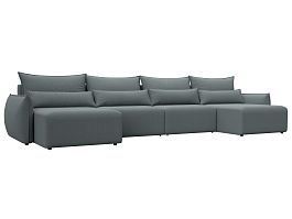 Диван П-образный Лига-051 НПБ Лонг Рогожка серый - Фото предпросмотра