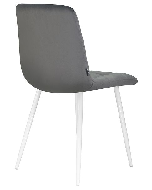 Стул обеденный DOBRIN ALEX (белые ножки, темно-серый велюр V108-91) - Вид 4