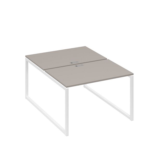 Станция офисная (2х120) на металлокаркасе QUATTRO A4 А4 Б4 176 БП мокко премиум / металлокаркас белый - Вид 1