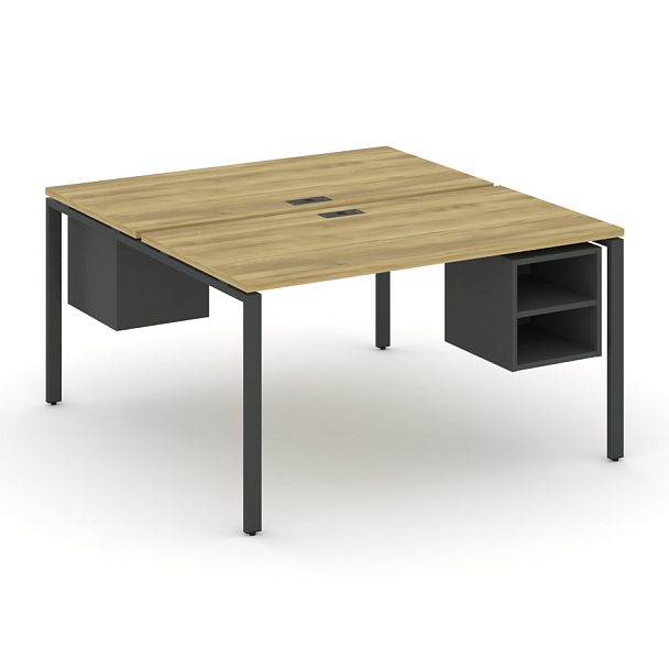 Concept Рабочая станция 2 сторонняя с подвесными тумбами на 2 места CN.DRS-105 Дуб Винченцо/Антрацит/Металл Антрацит 980*1480*750 - Вид 1