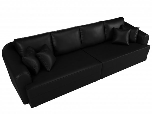 Прямой диван Милтон (полностью экокожа черная) - Вид 5