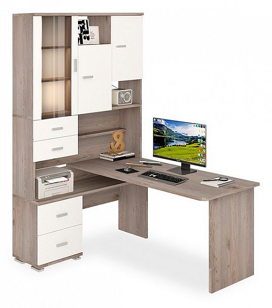 Стол компьютерный Домино СР-620/160 Белый/Нельсон левый - Вид 1