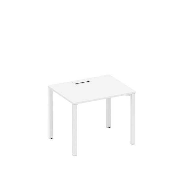 Стол письменный на металлокаркасе, столешница с заглушкой Space+ А1 БГ 022 БП белый премиум / белый гладкий - Вид 1
