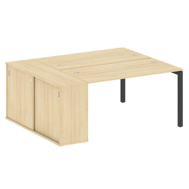 Metal System Quattro Р. ст. с шкафом-купе на П-образном м/к 50БП.РС-СШК-1.3 Т Акация/Антрацит металл 1810*1475*750 - Вид 1