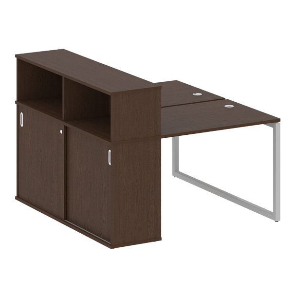 Metal System Quattro Р. ст. с шкафом-купе на О-образном м/к 40БО.РС-СШК-2.1 Т Венге/Серый металл 1410*1475*1098 - Вид 1