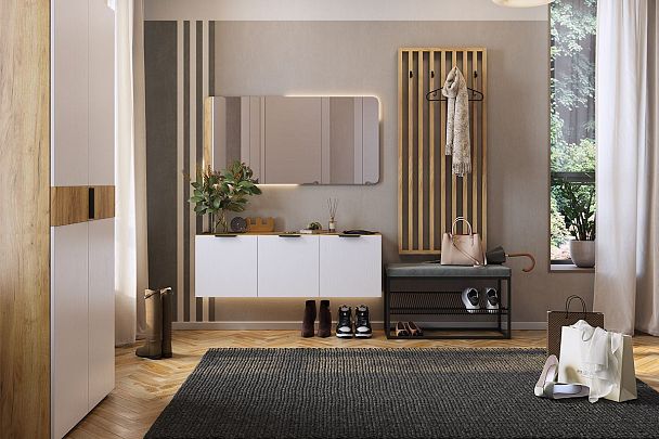 Бери Антресоль трехдверная MPR-026.2563 дуб крафт золотой/белое дерево - Вид 4