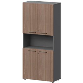 Шкаф высокий полузакрытый СМШ58.2.28F(Ч) Темный шимо/Графит 792x380x1990 Кортез - Фото предпросмотра