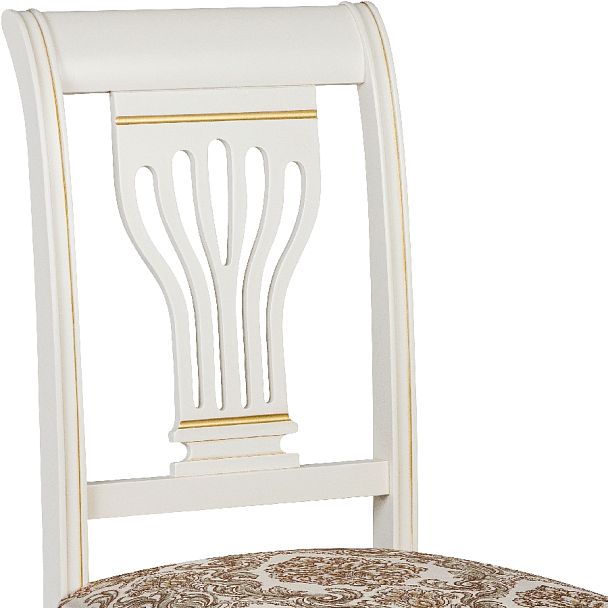 Комплект деревянных стульев с мягким сиденьем Мендельс Слоновая кость золотая патина/Бежевый жаккард, 2 шт. - Вид 8