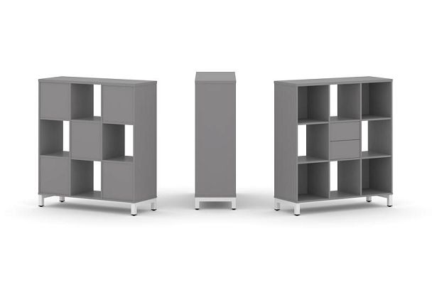 Стайл Проджект Набор стеллажа одностороннего, 3 яруса SN.NS-331 Серый Пепел/Металл Белый 1121*400*12 - Вид 1