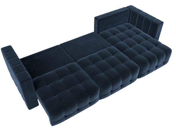 Диван угловой Лига-052 НПБ Лонг угол универсальный Велюр синий - Вид 9