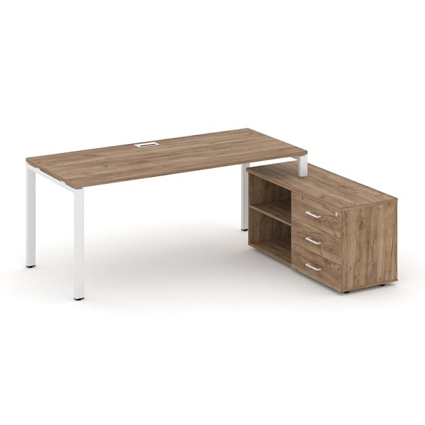 Стайл Проджект Директ / Style Project Direct Стол письменный с греденцией правой SN-6P.SRG-015.M(R) Дуб Табак/Металл Белый 1980*1480*750 - Вид 1