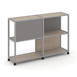 Shelf Mobile Стеллаж 3 уровня 2 секции VR.LT-STK-313.10 Дуб Аттик/Металл Серый/W-11 1970*400*1046 - Фото предпросмотра