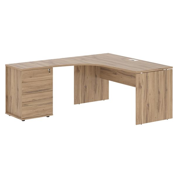 Стол эргономичный с тумбой EDCET 1518(L) Дуб Денвер светлый/Белый 1560х1880х750 EDIS - Вид 1