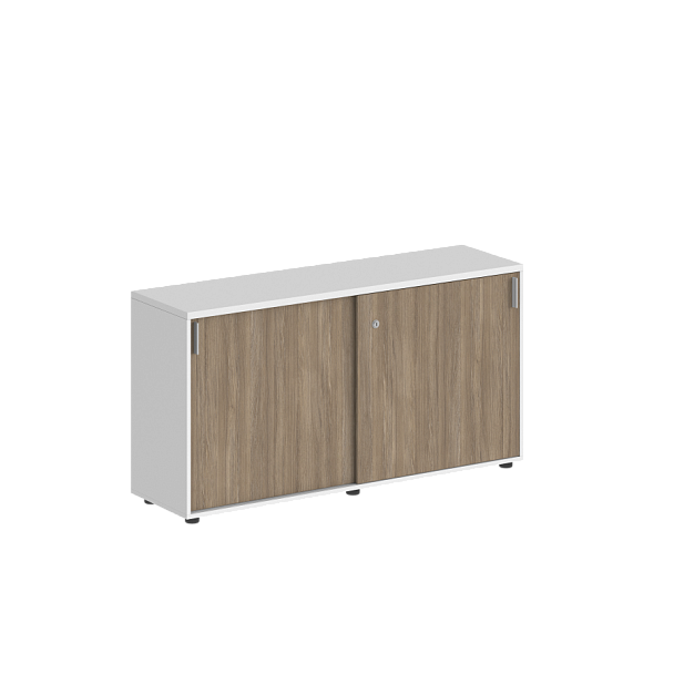 Шкаф-купе Sigma 1238х400х750 низкий, с замком / корпус: белый, фасады: дуб темный - Вид 1