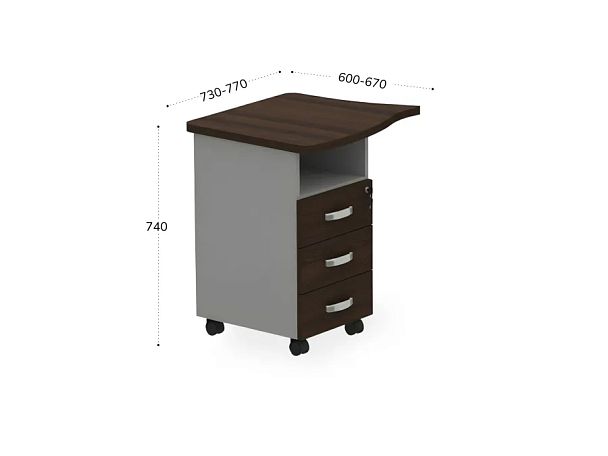 БЕРЛИН / BERLIN Тумба приставная левая 730х600х740 Венге/Серый - Вид 2
